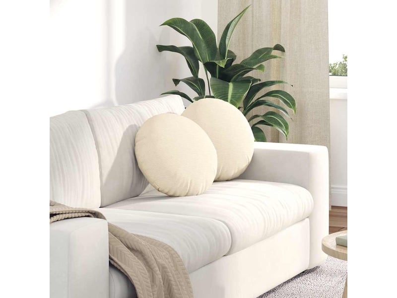 Lot de 2 coussins de siège, coussins décoratifs tissu en velours côtelé crème ø 40 cm cf59794 - Conforama B