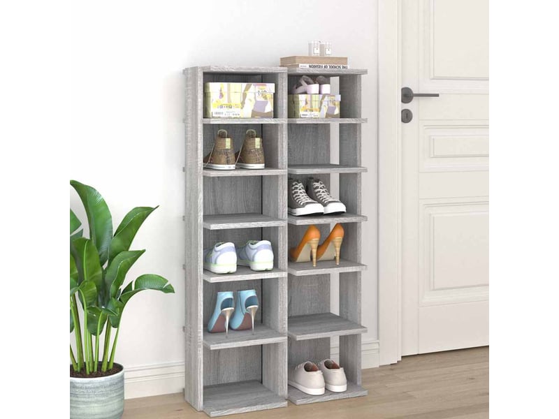  Étagères à chaussures 2 pcs sonoma gris 27,5x27x102 cm  - Conforama B