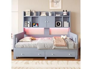 Lit gigogne 90x190 cm <strong></strong> <strong></strong> coloris gris