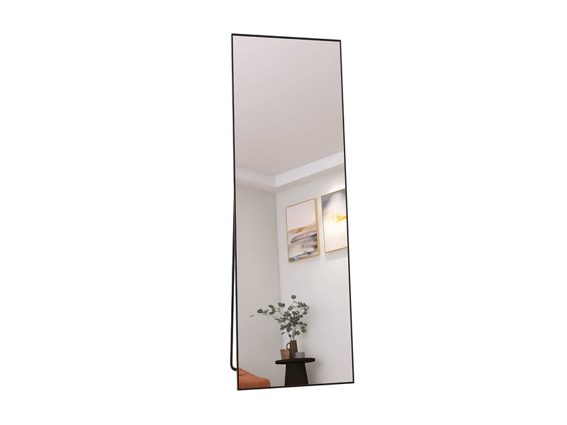  Miroir sur pied 162x53cm noir - miroir mural pleine longueur - cadre en alliage d'aluminium - verre trempé hd anti-explosion  - Conforama A