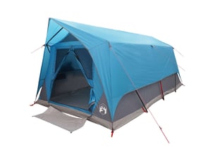 Tente tunnel, tente de camping 6 personne bleu polyester et acier