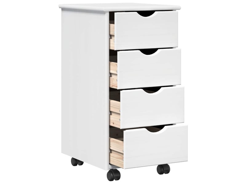  Caisson roulant de bureau, meuble de rangement 34 x 39 x 65,5 cm bois de pin massif blanc  - Conforama D