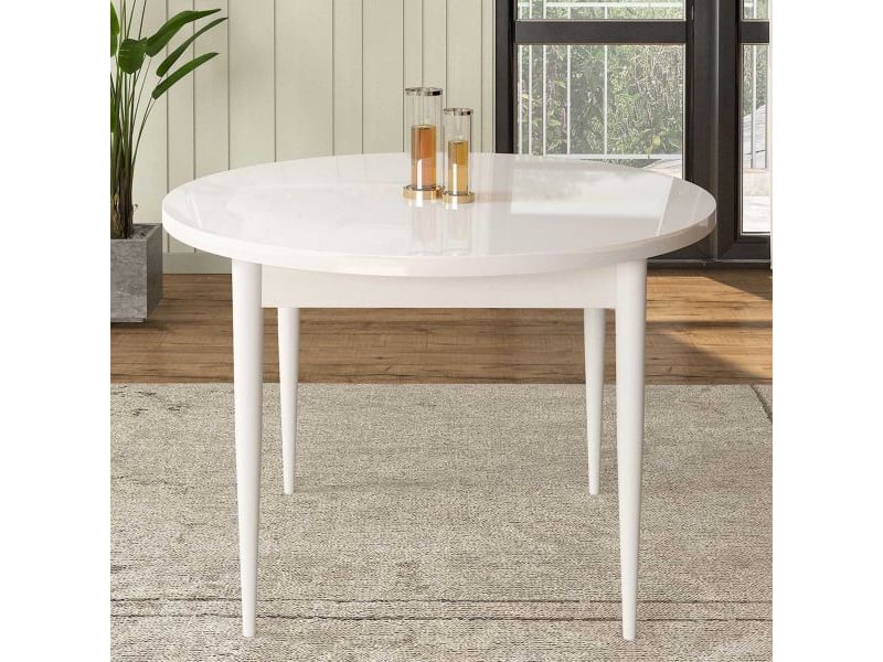  Table de repas ronde rox blanc  - Conforama B