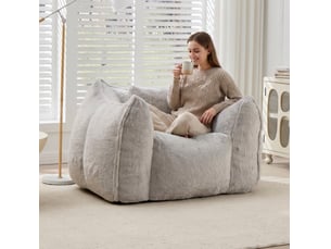 Fauteuil poire géant 123x97x73 cm – gris – coussin inclus, mousse haute densité et confort