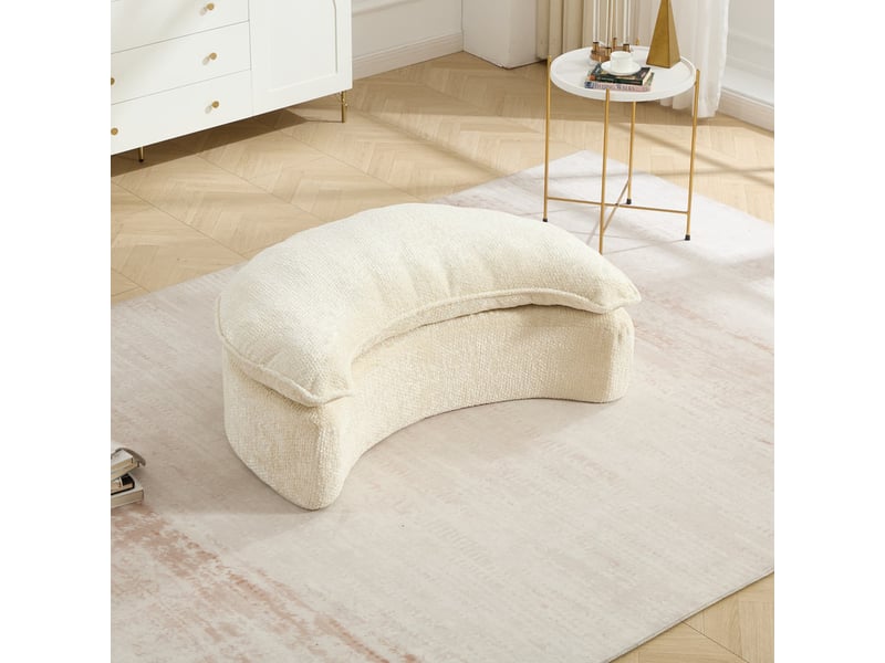  Canapé droit en mousse polyester, assise ronde xl, dossier inclinable, coussin inclus, 190.5×138×63 cm, beige  - Conforama W