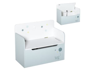 Banc de rangement en bois avec dossier pour enfants de 3 à 6 ans, 60 x 30 x 50 cm, bleu