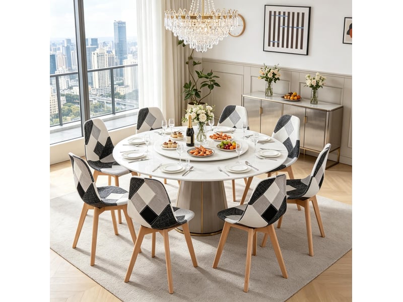  Lot de 8 chaises de salle à manger patchwork tissu homvra  - Conforama B