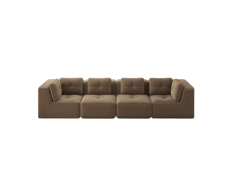  Canapé modulable 4 places en velours côtelé marron, assise profonde et modules libres pour votre salon  - Conforama A