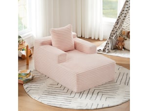 Méridienne 1 place sans montage avec mousse haute densité et ressorts ensachés, en velours côtelé rose