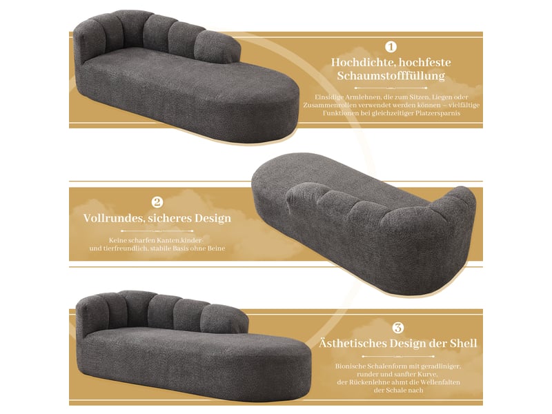  Fauteuil lounge sans accoudoirs avec dossier ondulé  - assise rembourrée, chenille - anthracite  - Conforama E