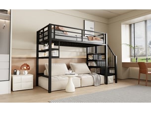 Lit mezzanine 90x200 cm OKWISH coloris noir