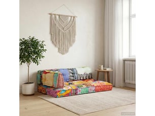 Coussin de canapé palette, coussin de chaise multicolore tissu patchwork cf54199