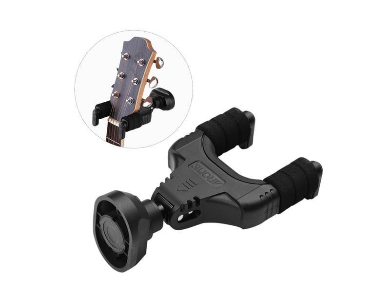 Support mural pour instruments de musique ah-89, verrouillage automatique, crochet pour guitares acoustiques, électriques, basses, ukulélé, violon, noir - Conforama B