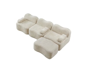 Canapé d'angle compressé réversible fixe ULEVR  3 places Velours Beige