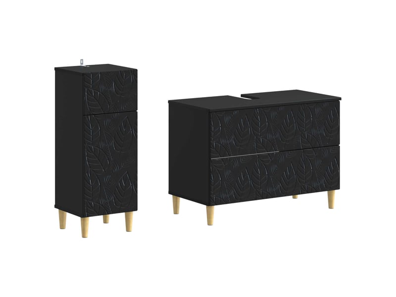 Ensemble de 2 meubles de salle de bain delft noir cf63124 - Conforama A