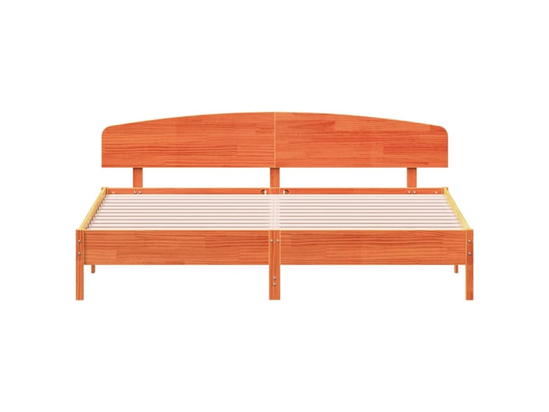  Lit double- lit adulte -  cadre de lit sans matelas  marron 200x200cm bois pin massif  - Conforama C