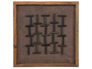 Tableau artisanal en bois recyclé relief marron et noir 40x4x40 cm h