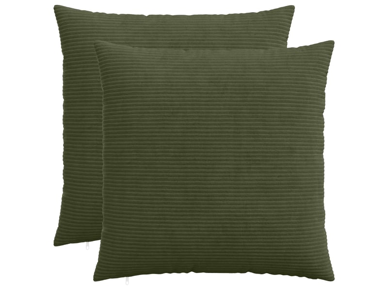Lot de 2 housses de coussin heerlen vert 65 x 65 cm velours côtelé cf49485 - Conforama B