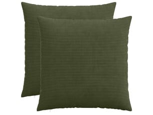 Lot de 2 housses de coussin heerlen vert 65 x 65 cm velours côtelé cf49485
