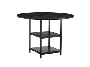 Table à manger rond 107×107×75 cm, mdf et métal, noir