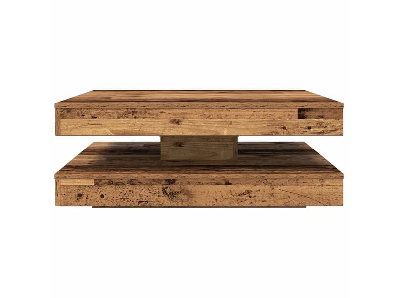  Table basse - table de salon - table à thé rotative à 360 degrés vieux bois 90x90x34,5 cm  - Conforama E
