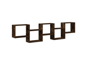Étagère cube murale 5 compartiments chêne fumé bois ingénierie cf41346