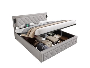 Lit coffre 180x200 cm TCQPZ   coloris gris