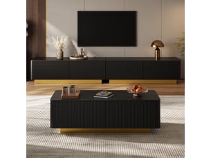 Meuble tv coloris noir 200 cm <strong></strong>  <strong>Qualité haut de gamme</strong>