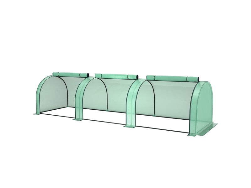  Serre, serre d'hiver en aluminium avec porte zippée enroulable 350 x 100 x 80 cm verte  - Conforama B