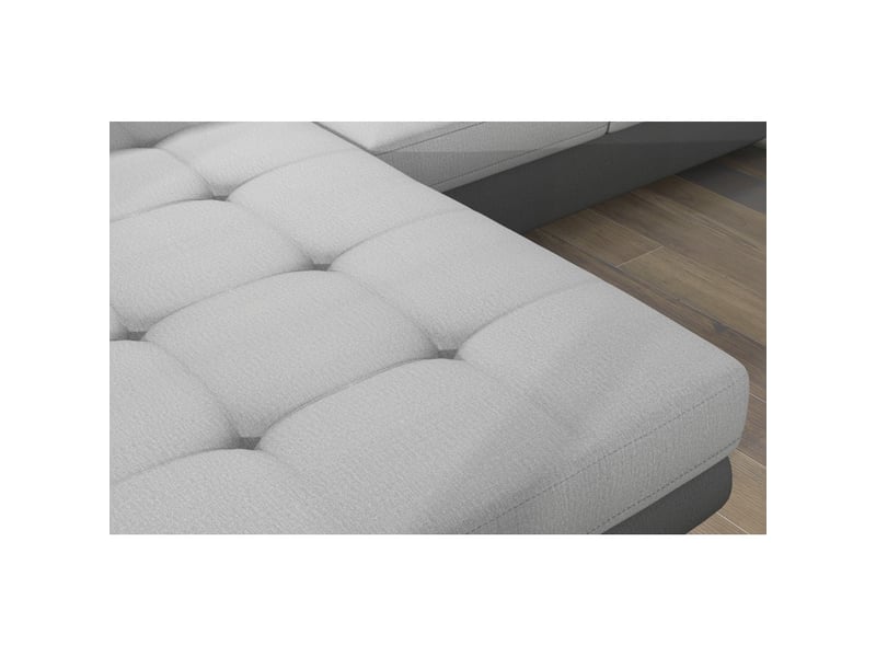  Canapé d'angle convertible amanda gris foncé et clair avec coffre effet chiné  - Conforama D