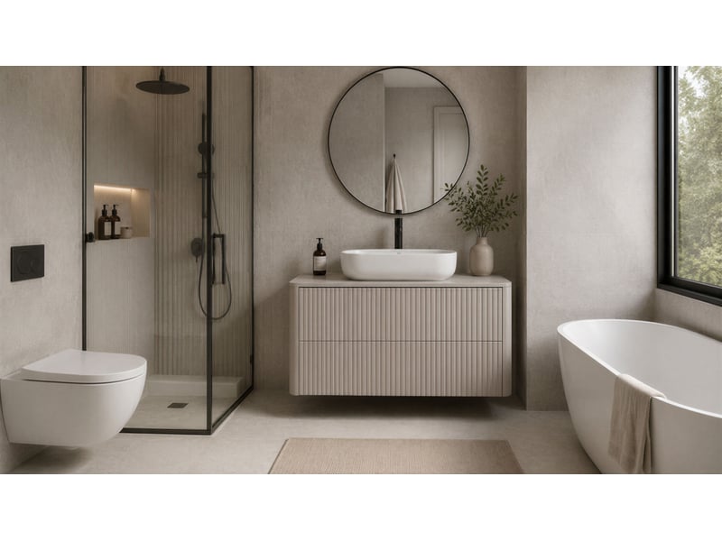 Meuble sous vasque suspendu linea 120 cm cachemire - Conforama B