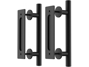 Poignée de porte - pour portails, garages - fer - 2 pièces - 30 cm - noir