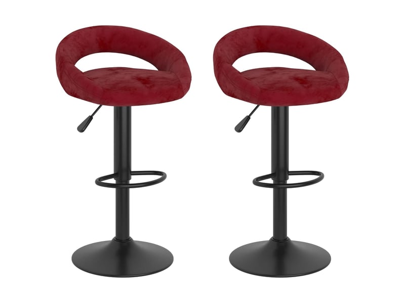  Lot de 2 tabouret de bar, chaise de bar rouge vin velours  - Conforama B