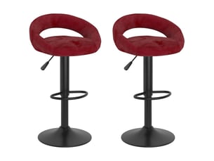 Lot de 2 tabouret de bar, chaise de bar rouge vin velours