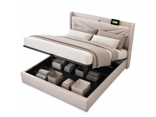 Lit coffre 140x200 cm coloris beige
