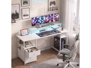 Bureau gaming 155.5 cm coloris blanc