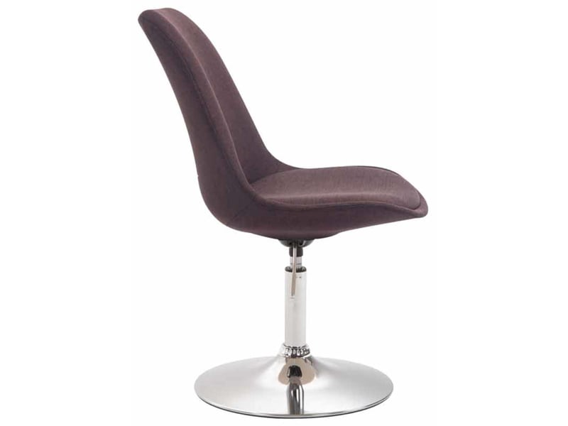 Lot de 4 chaises de salle à manger pivotante hauteur réglable en tissu marron et pied trompette en métal chromé 10_0008634 - Conforama D