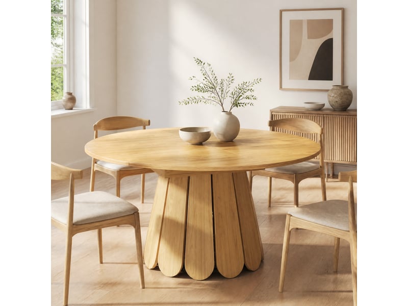 Table à manger extensible 118(158)x118x76.8 cm en mdf coloris naturel - Conforama D