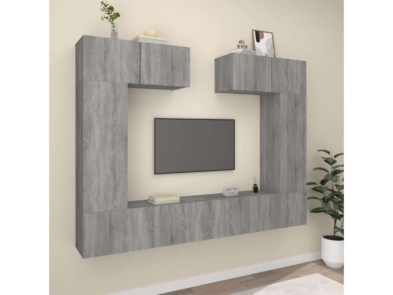  Ensemble de meubles tv - banc tv - meuble de rangement 6 pcs sonoma gris bois d'ingénierie  - Conforama B