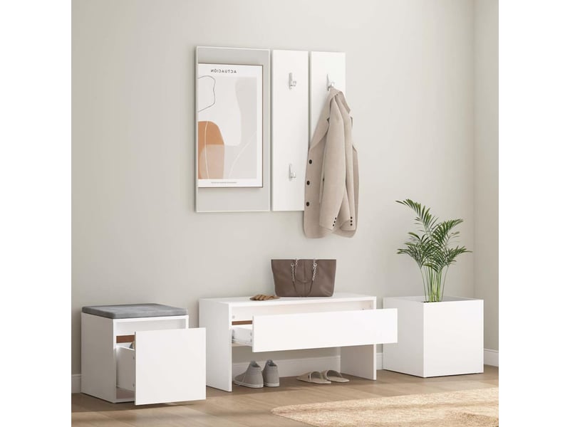  Ensemble de meubles de couloir blanc bois d'ingénierie shl47233  - Conforama C