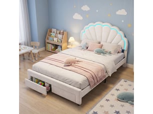 Lit avec rangement 140x200 cm <strong>Lonelyo</strong>  <strong></strong> coloris blanc