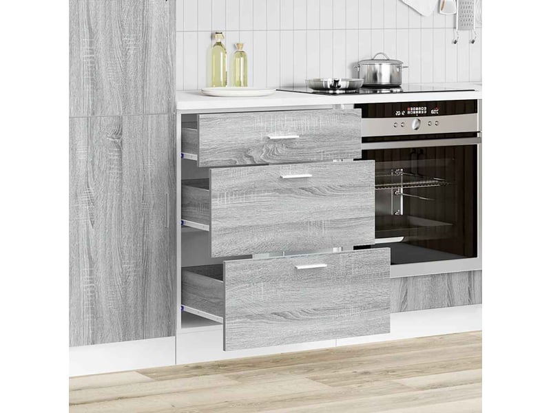  Meuble de rangement, meuble bas de cuisine lyon gris sonoma bois d'ingénierie  - Conforama C