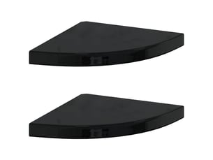 Lot de 2 étagères d'angle flottantes, étagères murales noir brillant 35x35x3,8 cm mdf cf42774