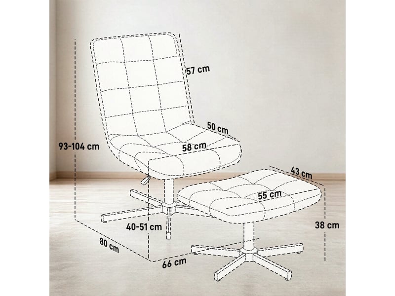  Fauteuil inclinable et pivotant avec repose-pieds en velours gris T5828P575005 - Conforama C