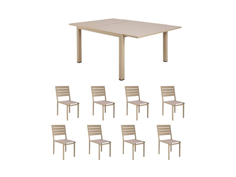  Ensemble table de jardin carrée 120180cm + 8 chaises crème  - Conforama A