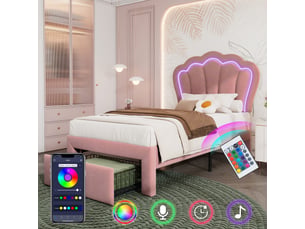 Lit simple 90x190 cm <strong>REDOM</strong>  <strong></strong> coloris rose