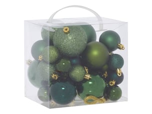 Kit de 35 boules de noël en plastique petit modèle olive