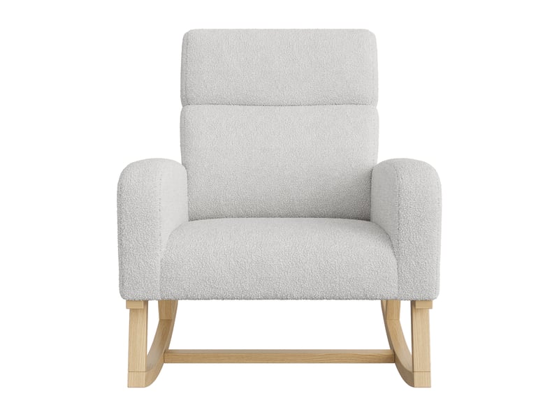  Fauteuil à bascule - 69,2 x 78,5 x 87 cm - gris clair - en tissu bouclette - chaise à bascule confortable avec pieds en bois  - Conforama A