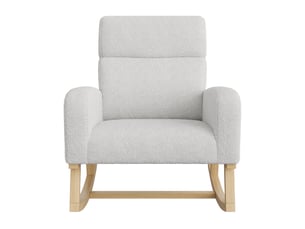 Fauteuil à bascule - 69,2 x 78,5 x 87 cm - gris clair - en tissu bouclette - chaise à bascule confortable avec pieds en bois