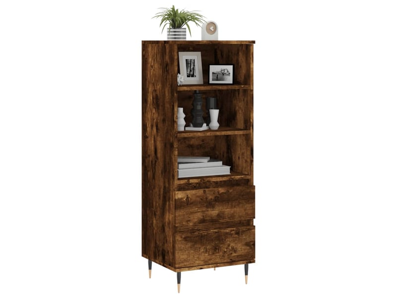  Buffet haut - bahut - meuble de rangement chêne fumé 40x36x110 cm bois d'ingénierie  - Conforama C